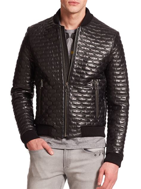 versace coat men's|versace leather jacket men's.